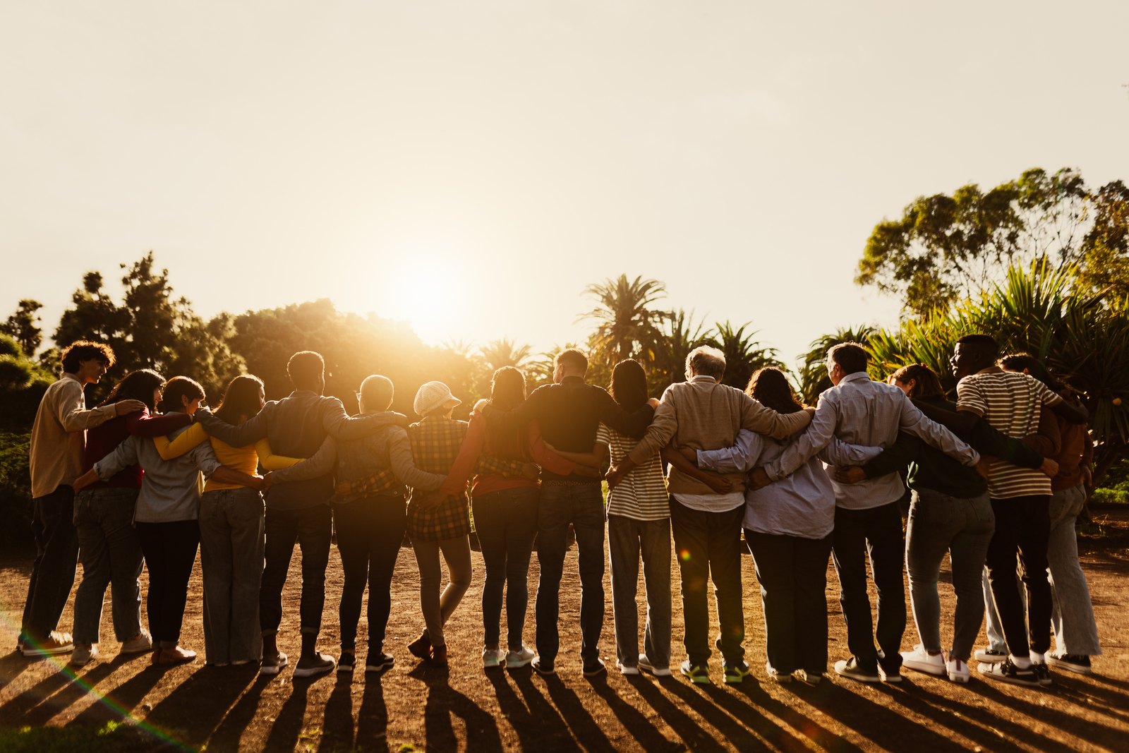 A community gathered together in the sunlight